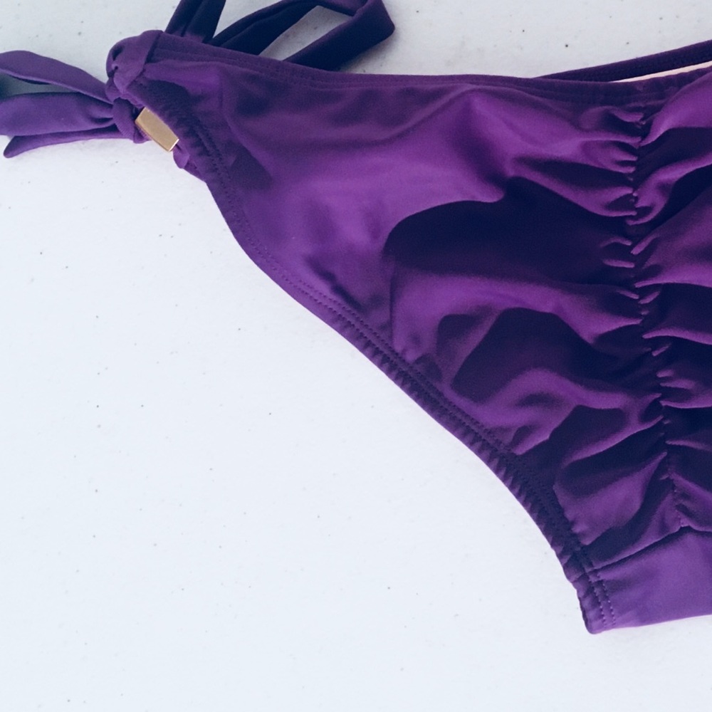 Purple String Bikini w/ Ruched Bottom, Pre-owned - Picture 6 of 6